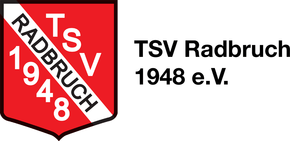 Logo des Vereins TSV Radbruch 1948 e.V. in rot mit wei&szlig;em Schild und Text.